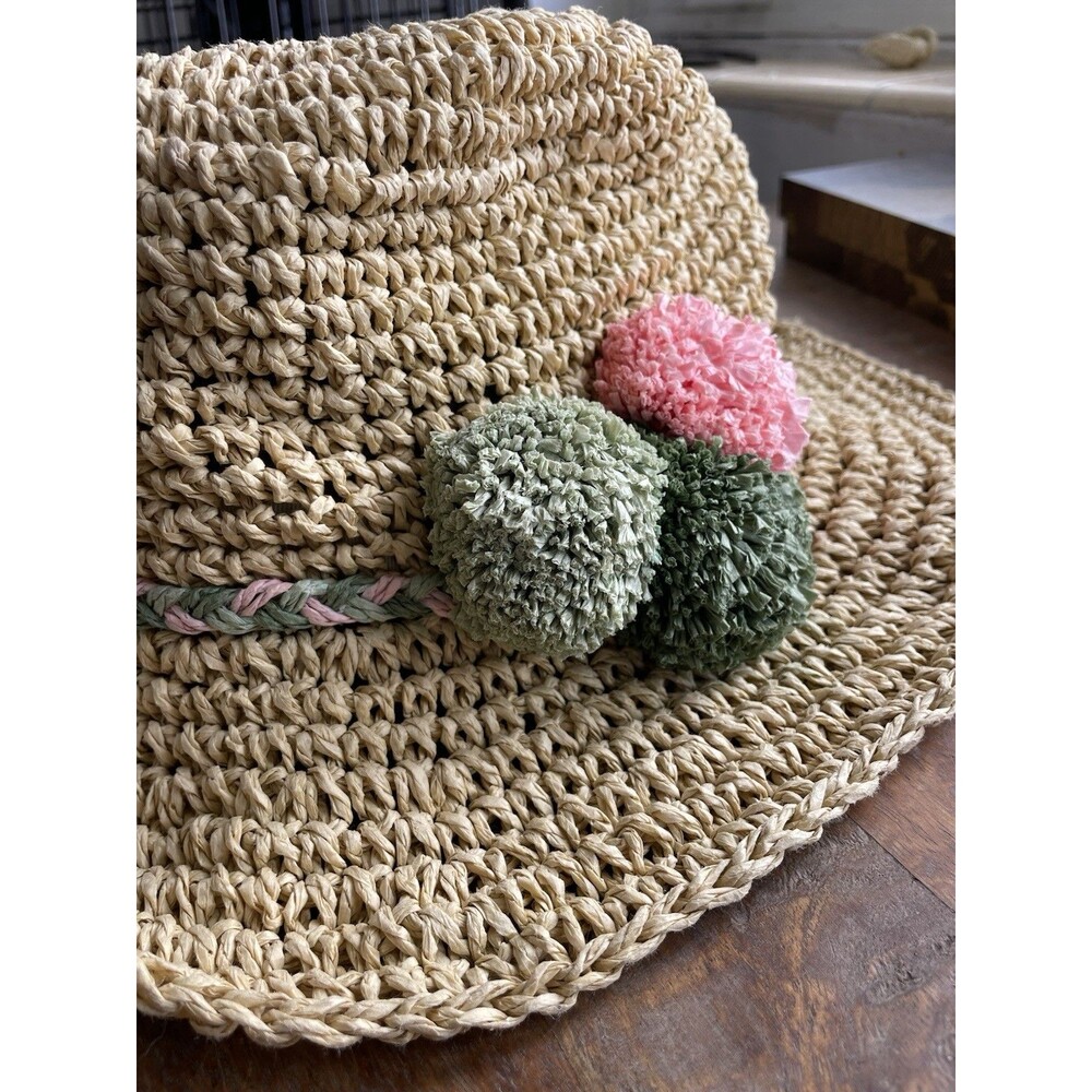 El Corte Ingles Kids Crochet Paper Straw Hat  Size 7-14Y